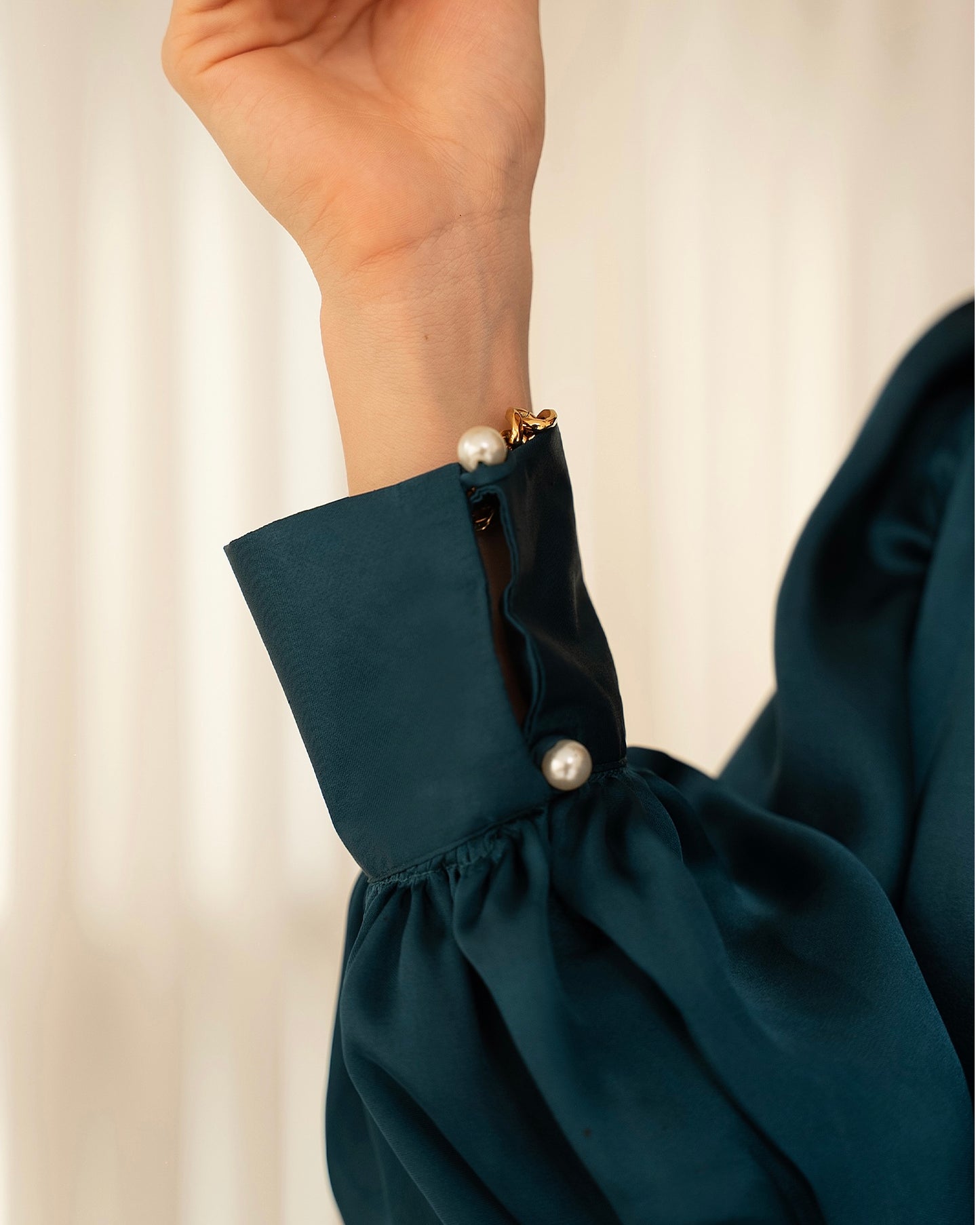 Emerald Pleated Bow Dress