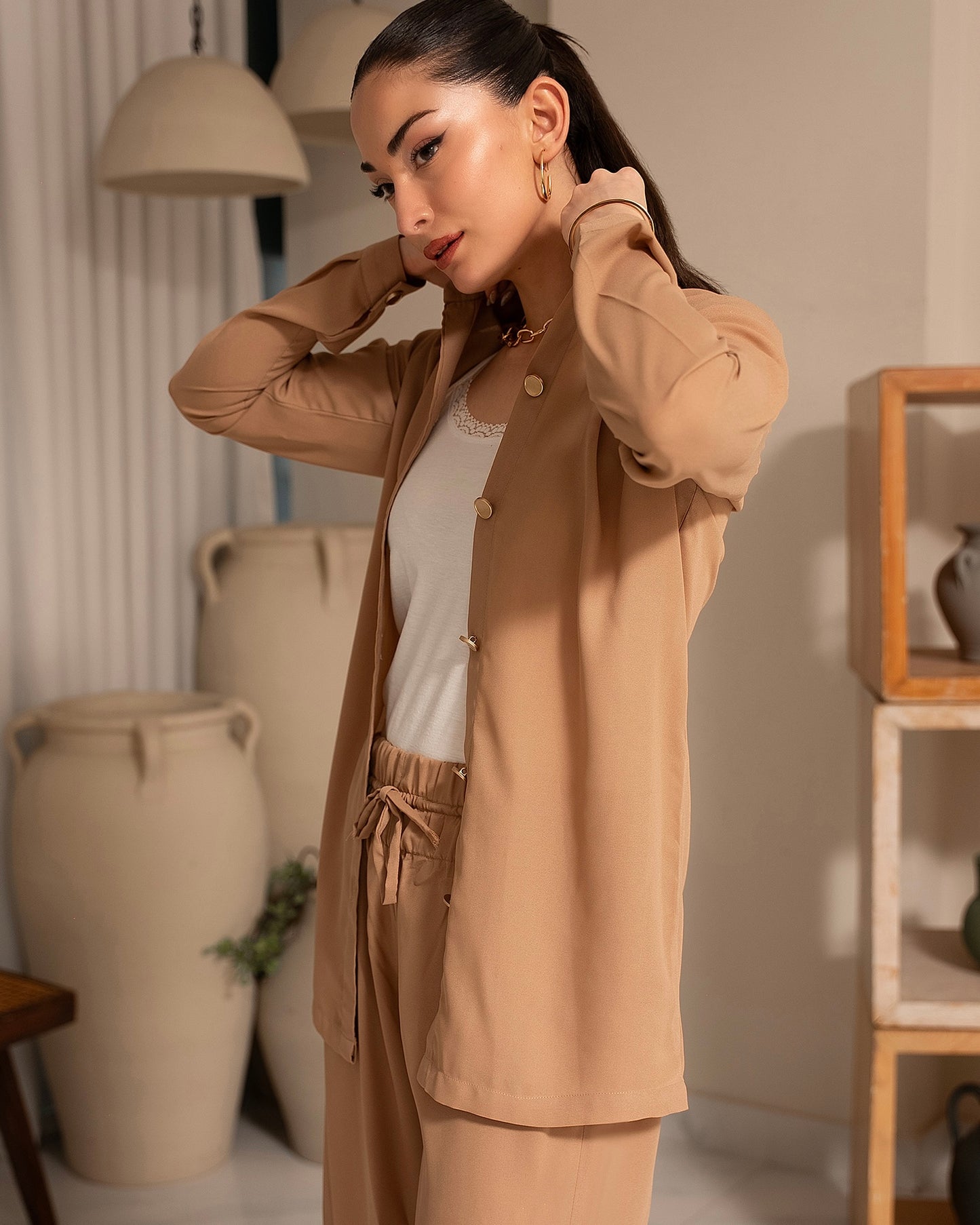 Nude Open Front Co-Ord Set