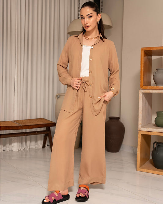 Nude Open Front Co-Ord Set